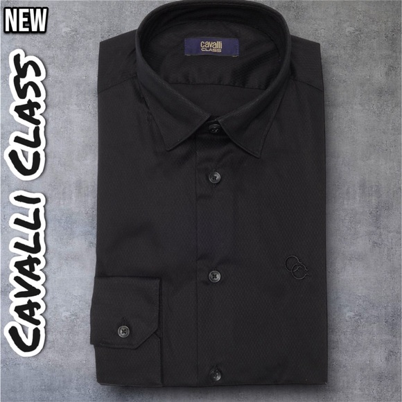 New Mens Cavalli Class Slim Fit Textured Dress Shirt - Picture 3 of 4